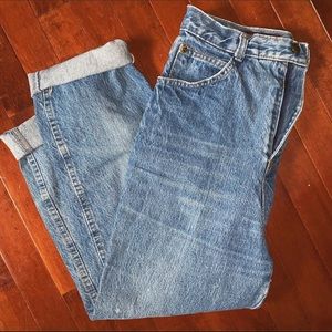 Blue high waisted denim jeans